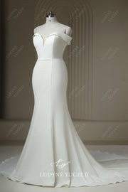 Sweetheart Neck Mermaid Crepe Court Train Wedding Dress