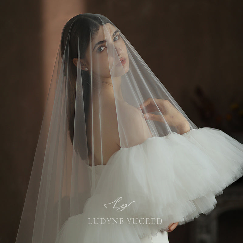 Two-Tier Handmade Ruffle Tulle Wedding Veil