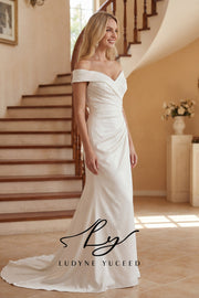 Abito da sposa a-line senza spalline in organza floreale 3D con maniche staccabili