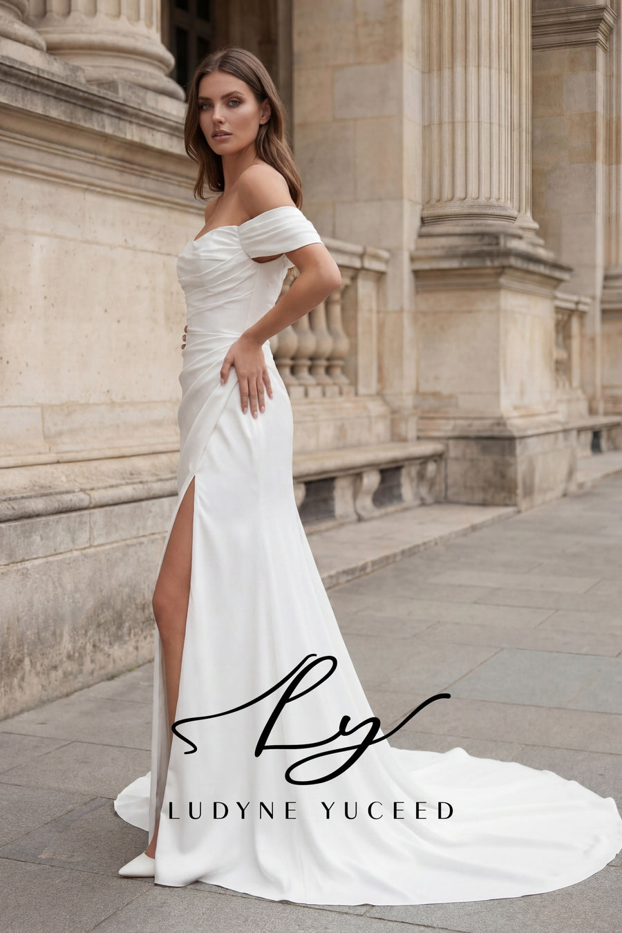 Abito da sposa a-line senza spalline in organza floreale 3D con maniche staccabili