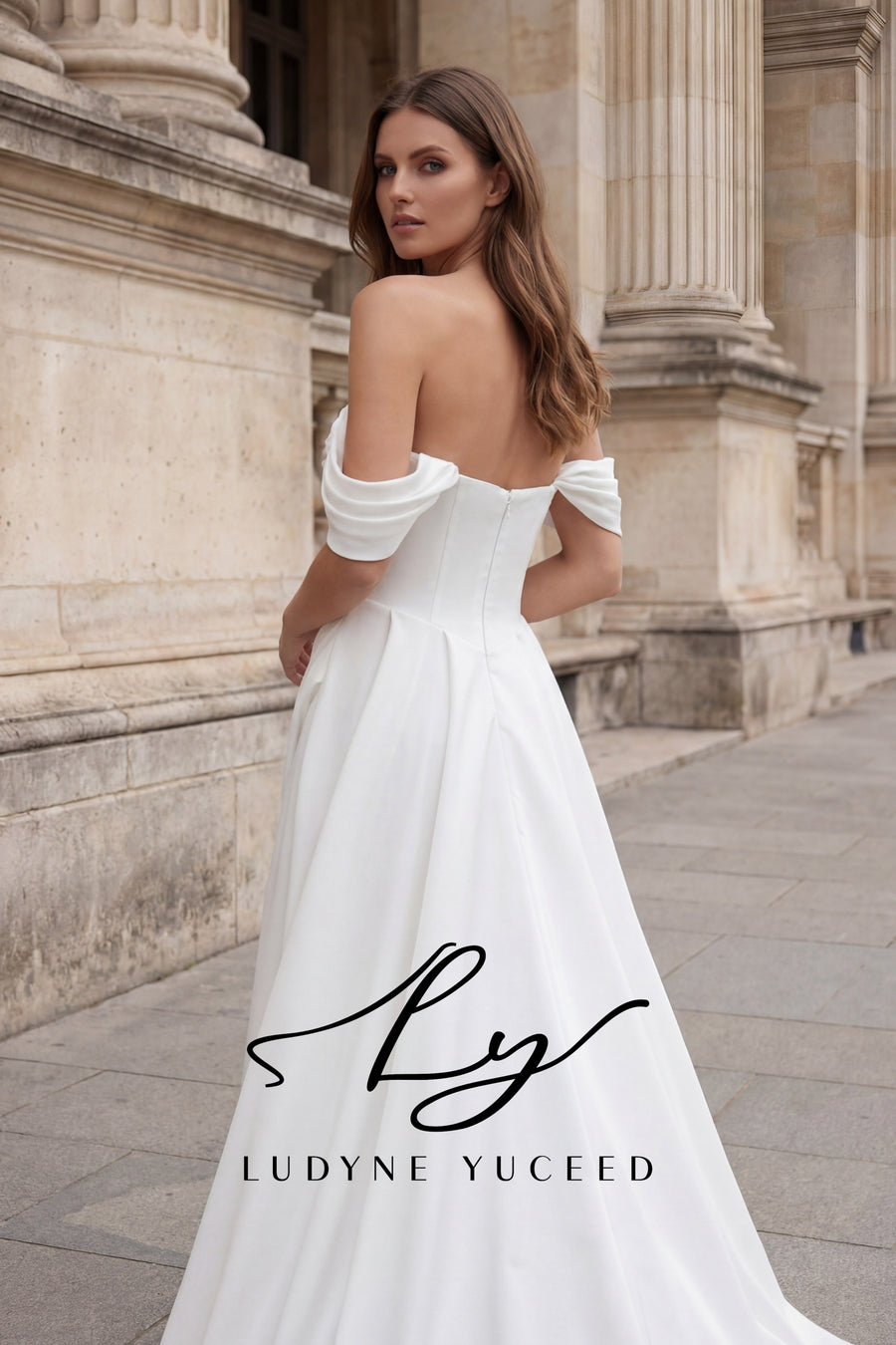 Abito da sposa a-line senza spalline in organza floreale 3D con maniche staccabili