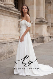 Abito da sposa a-line senza spalline in organza floreale 3D con maniche staccabili