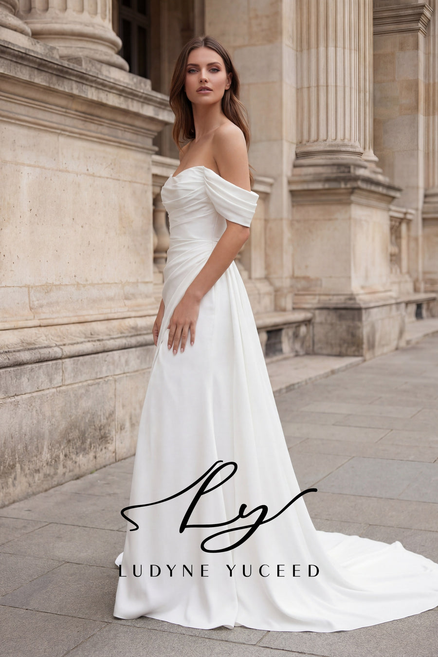 Abito da sposa a-line senza spalline in organza floreale 3D con maniche staccabili