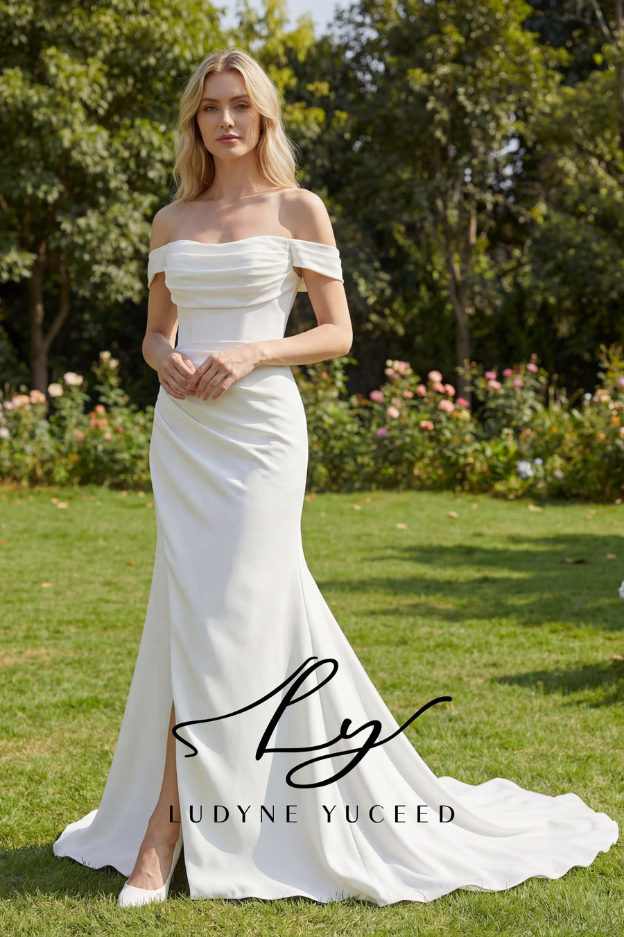 Abito da sposa a-line senza spalline in organza floreale 3D con maniche staccabili