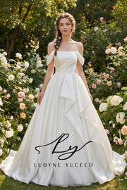 Romantic Garden Off-the-Shoulder Satin Ball Gown
