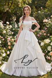 Romantic Garden Off-the-Shoulder Satin Ball Gown