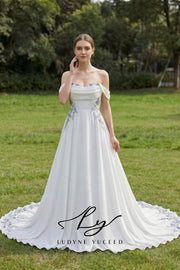Whispering Garden Off-the-Shoulder Chiffon Wedding Dress