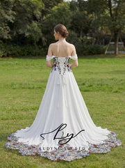 Whispering Garden Off-the-Shoulder Chiffon Wedding Dress
