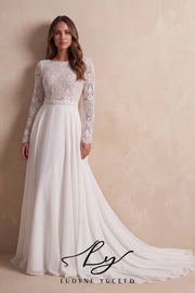 Abito da sposa a-line senza spalline in organza floreale 3D con maniche staccabili