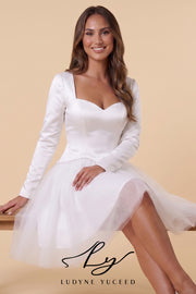 Abito da sposa a-line senza spalline in organza floreale 3D con maniche staccabili