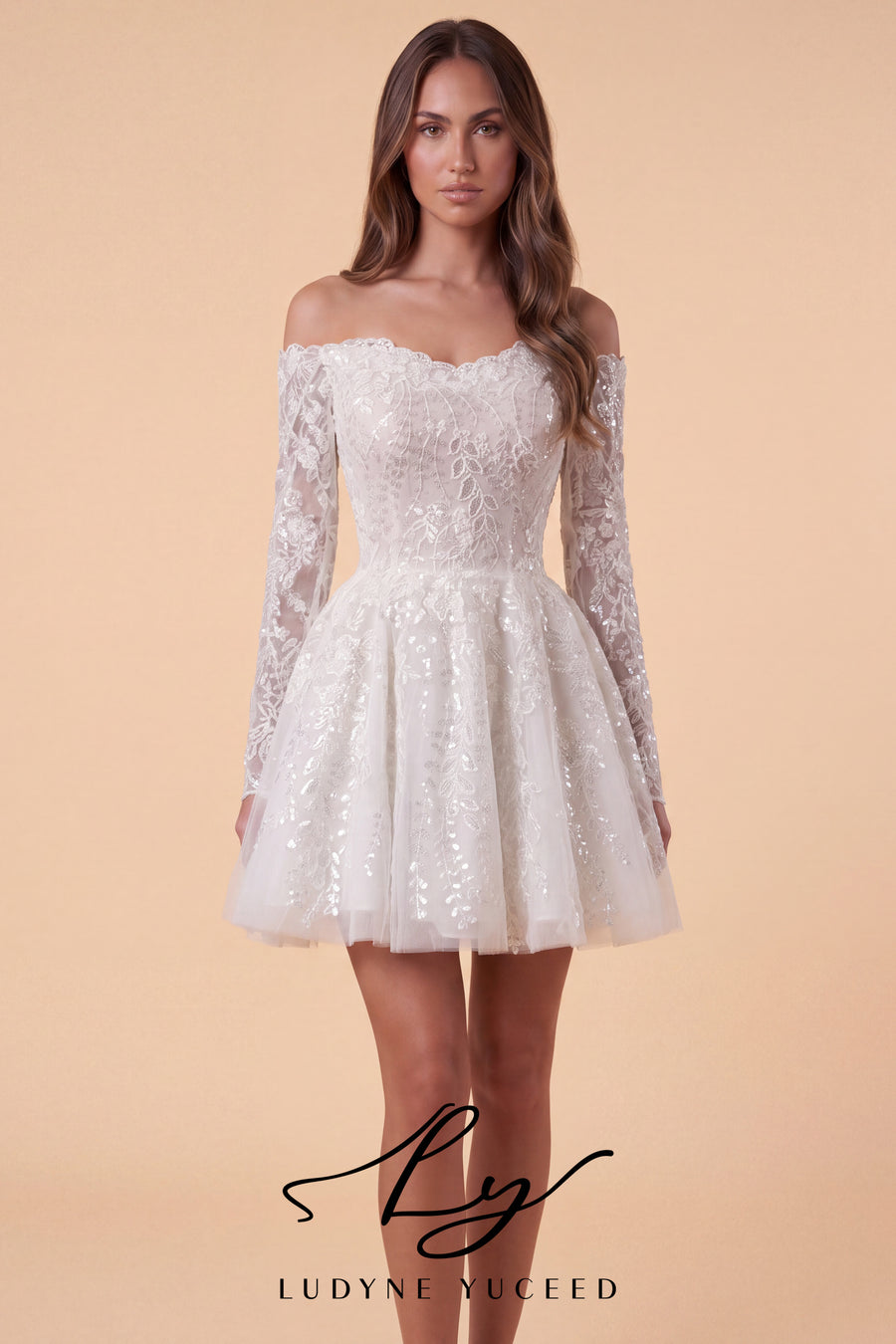 Vestido de novia de organza floral 3D sin tirantes con mangas desmontables