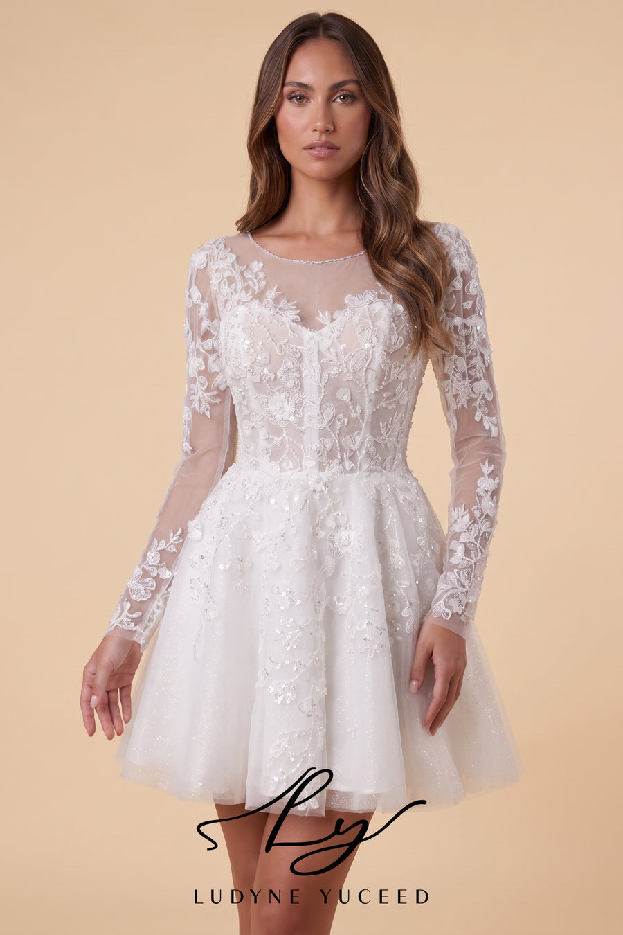 Vestido de novia de organza floral 3D sin tirantes con mangas desmontables