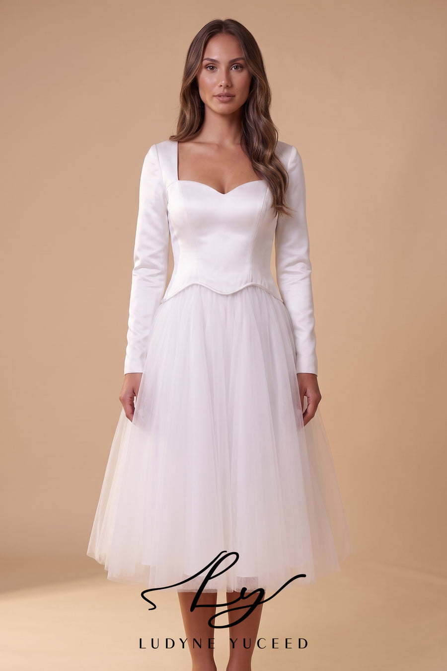 Abito da sposa a-line senza spalline in organza floreale 3D con maniche staccabili