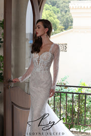 Abito da sposa a-line senza spalline in organza floreale 3D con maniche staccabili