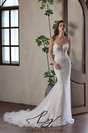 Abito da sposa a-line senza spalline in organza floreale 3D con maniche staccabili