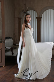 Abito da sposa a-line senza spalline in organza floreale 3D con maniche staccabili