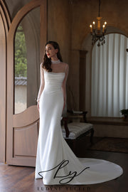 Abito da sposa a-line senza spalline in organza floreale 3D con maniche staccabili