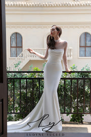 Abito da sposa a-line senza spalline in organza floreale 3D con maniche staccabili