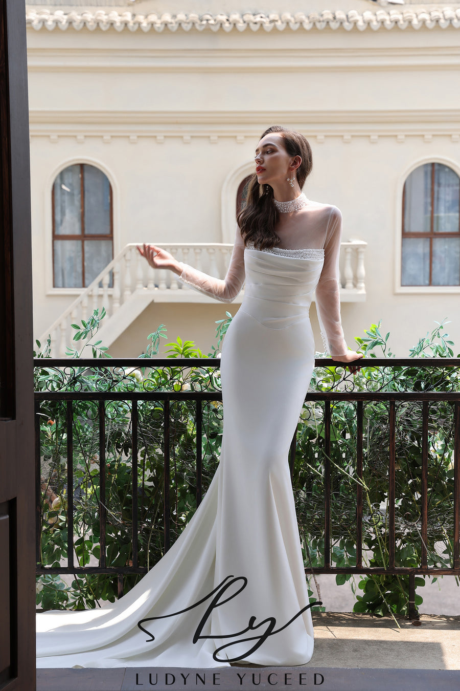 Abito da sposa a-line senza spalline in organza floreale 3D con maniche staccabili