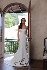 Abito da sposa a-line senza spalline in organza floreale 3D con maniche staccabili