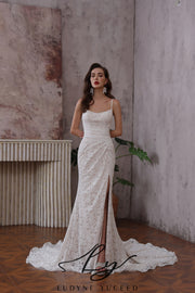 Abito da sposa a-line senza spalline in organza floreale 3D con maniche staccabili