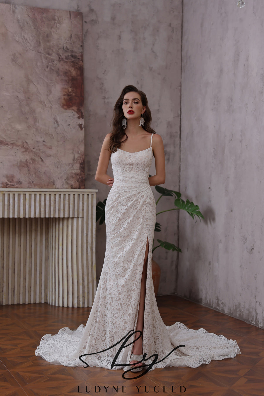 Abito da sposa a-line senza spalline in organza floreale 3D con maniche staccabili