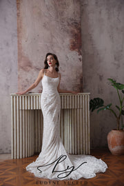 Abito da sposa a-line senza spalline in organza floreale 3D con maniche staccabili
