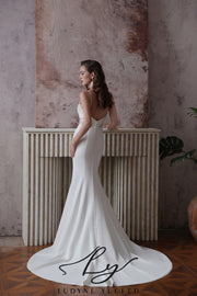 Abito da sposa a-line senza spalline in organza floreale 3D con maniche staccabili