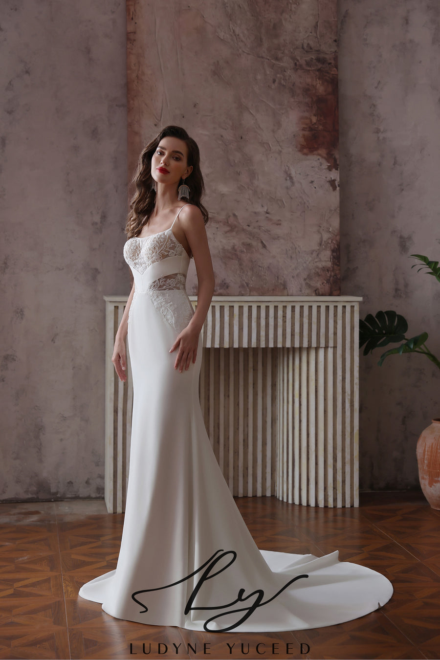 Abito da sposa a-line senza spalline in organza floreale 3D con maniche staccabili