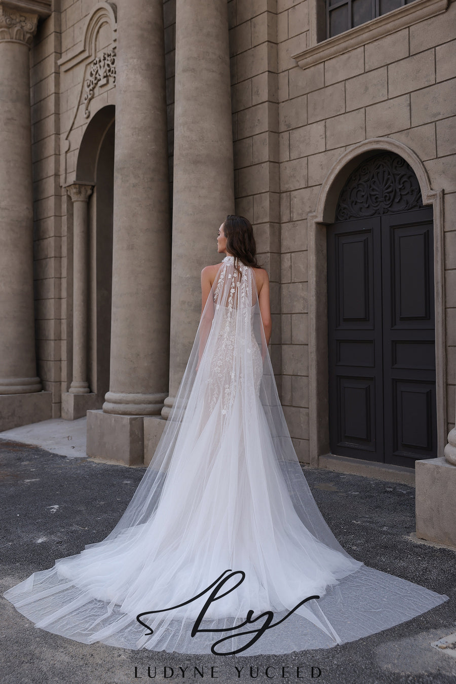 Vestido de novia de organza floral 3D sin tirantes con mangas desmontables
