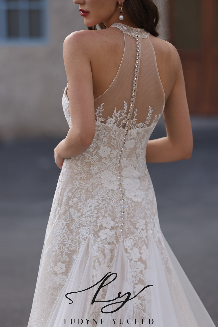 Abito da sposa a-line senza spalline in organza floreale 3D con maniche staccabili