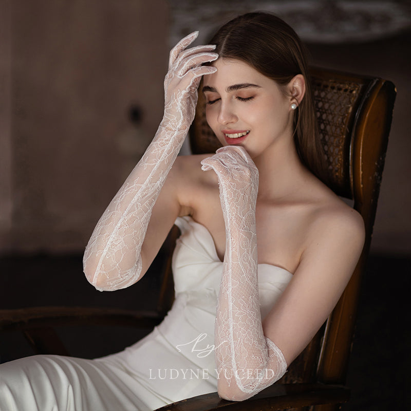 Elegant Fairy Sheer Long Lace Bridal Gloves Ludyne Yuceed Elegant Fairy Sheer Long Lace Bridal Gloves Ludyne Yuceed