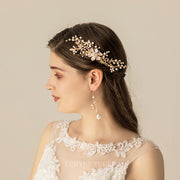 High-end Pearls Gold Flower Bridal Headpiece