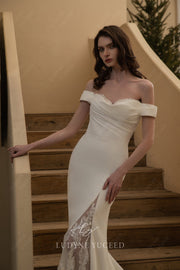 In Stock|Crepe Fit and Flare Gown with Embellished Sweetheart Neckline