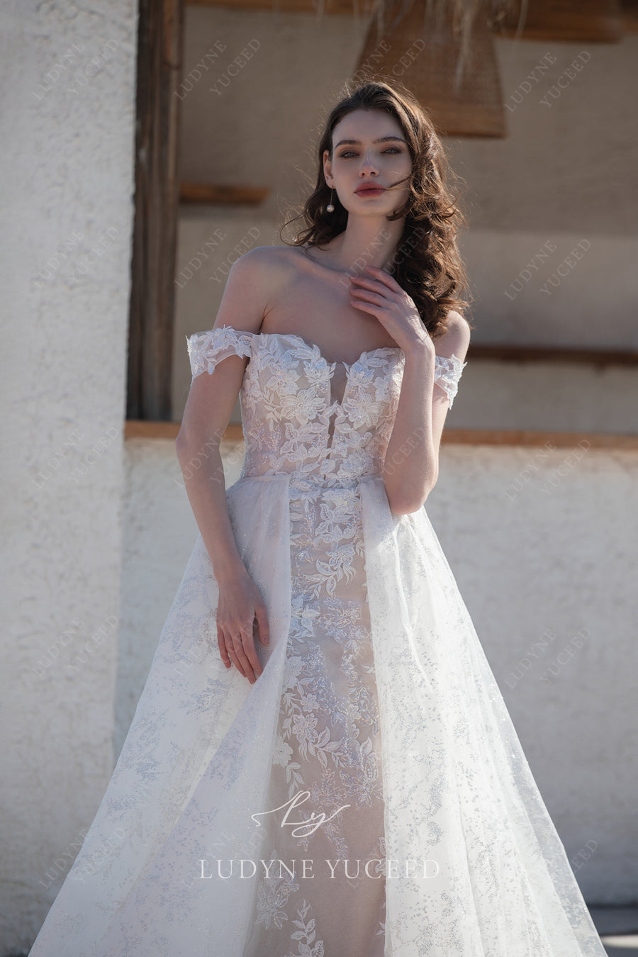 Timeless Fit And Flare Wedding Dress with Overskirt