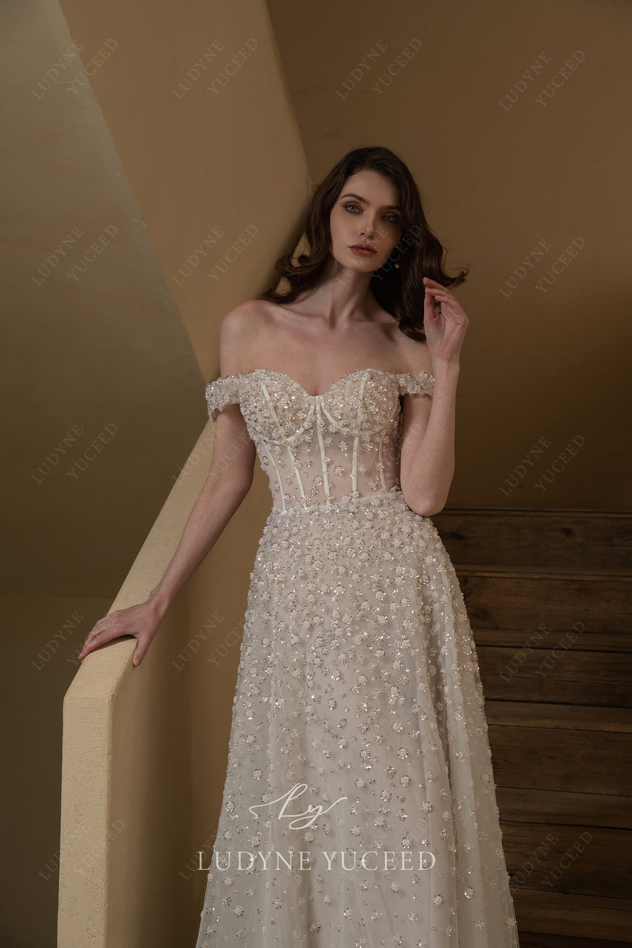 Luxurious Off The Shoulder Beaded Wedding Dress