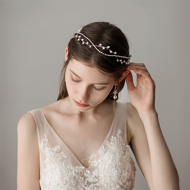 Beautiful Pearl And Diamond Bridal Headpiece