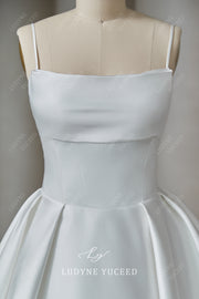 Square Neck Sleeveless BallGown Long Train Wedding Dress