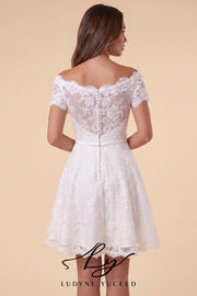 Abito da sposa a-line senza spalline in organza floreale 3D con maniche staccabili