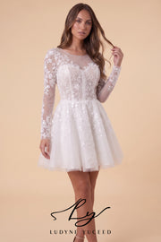 Vestido de novia de organza floral 3D sin tirantes con mangas desmontables