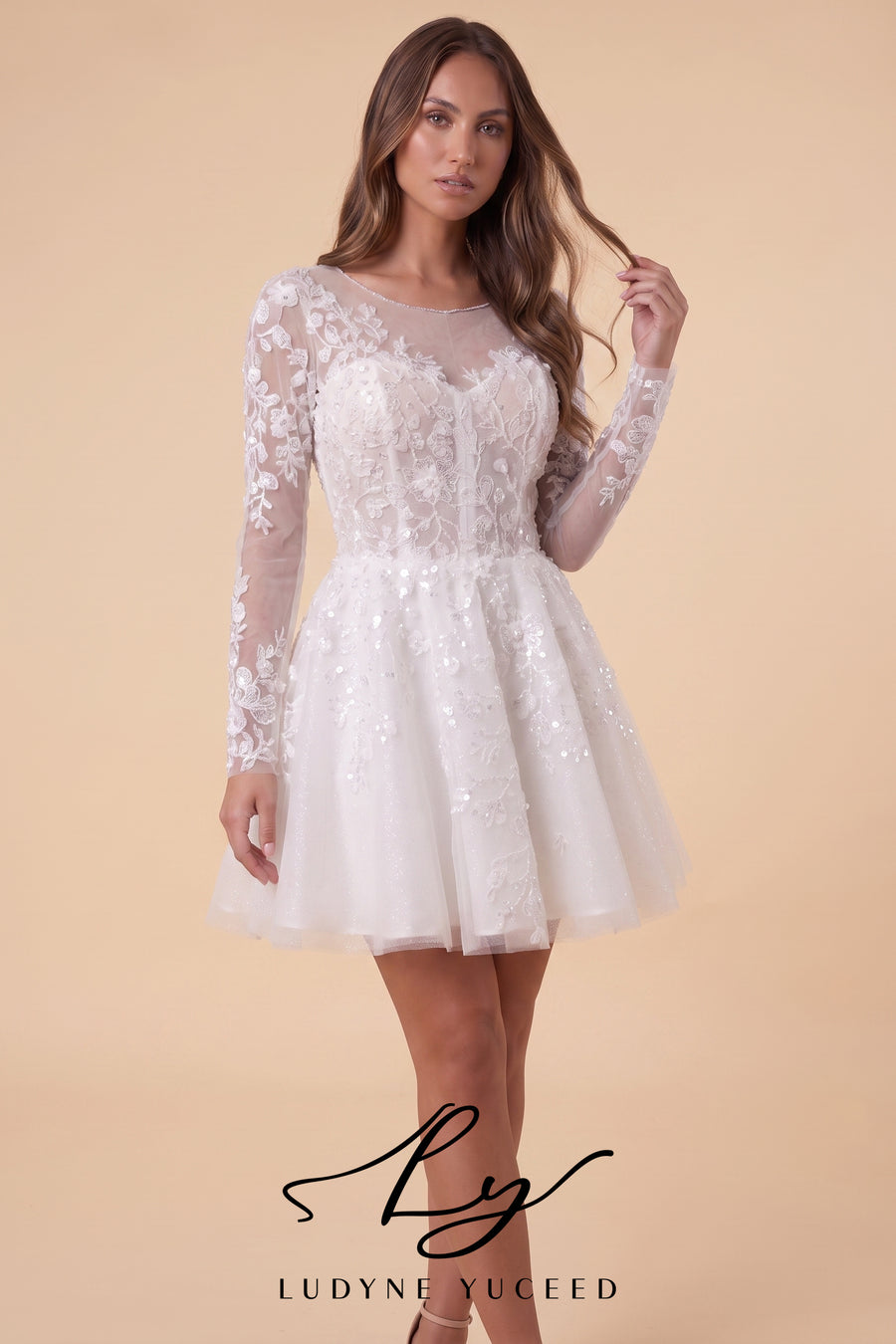 Vestido de novia de organza floral 3D sin tirantes con mangas desmontables