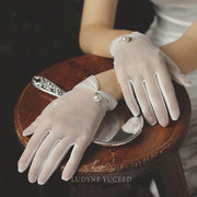 Elegant Satin Pearl Bridal Gloves