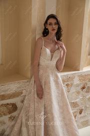 Floral A-Line Organza Wedding Dress