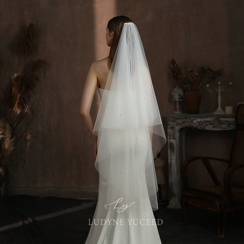 Diamond-Studded Double-Layer Bridal Veil