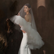 Two-Tier Handmade Ruffle Tulle Wedding Veil