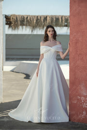 Modern Strapless Satin Ballgown Wedding Dress