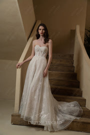 Enchanting A-Line Sweetheart Detachable Sleeves Wedding Dress