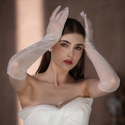 Beautiful Long Style Beaded Lace Wedding Gloves