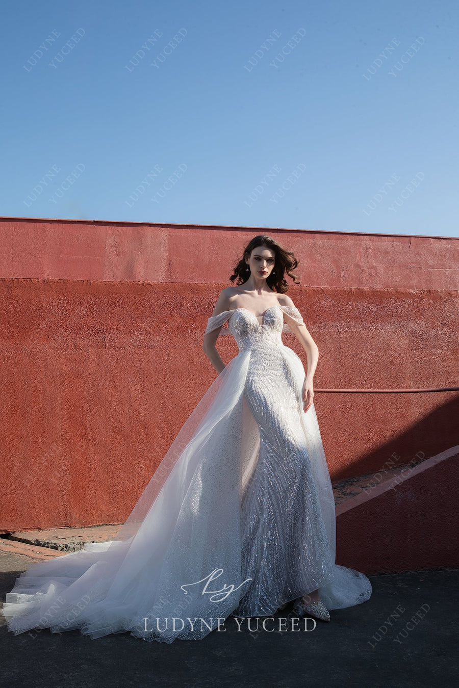 In Stock|Off The Shoulder Fit And Flare Beaded Lace Wedding Dress