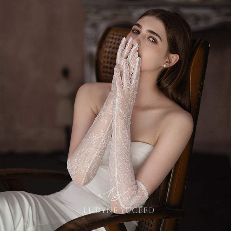 Elegant Fairy Sheer Long Lace Bridal Gloves